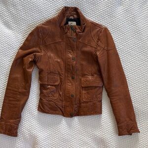 Elegant Brown Leather Women's Jacket